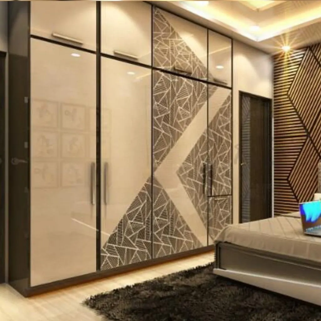 Designer glass and timber wardrobe