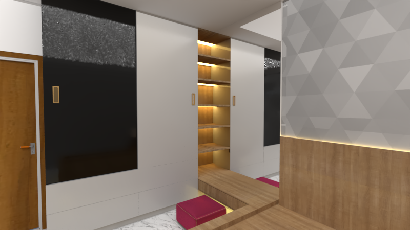 Designer glass and timber wardrobe