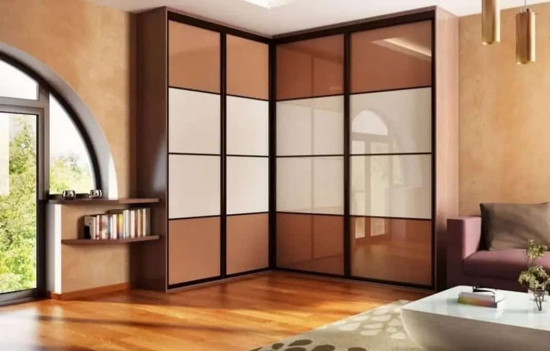 Designer glass and timber wardrobe